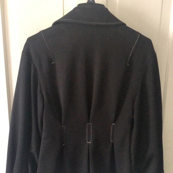 ASOS • Black Fitted Jacket with Balloon Sleeves & White Thread Trim - Picture 13 of 15